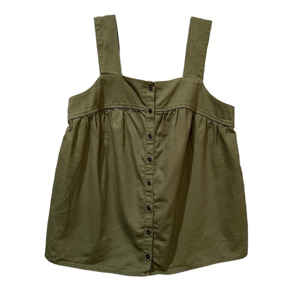 Old Navy XS Olive Green Button 💯 Cotton Tank Top - Picture 1 of 5